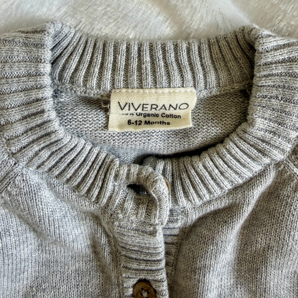 Cozy Gray Knit Baby One-Piece Romper - Picture 3 of 5